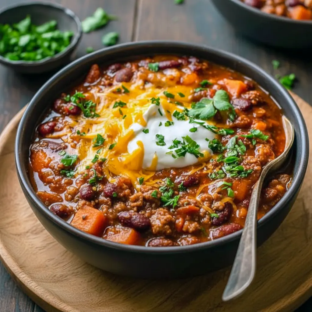 Bowl of pumpkin sausage chili topped with cheddar, sour cream, avocado and pepitas — perfect for fall. Halloween Dinner Ideas Healthy Alternative Chili Recipes Pumpkin Fresh Recipes Pumpkin Thanksgiving Recipes Chili Toppings Ideas Halloween Recipes Vegetarian Festive Fall Food Chilly Night Dinner Ideas Foods That Go With Chili