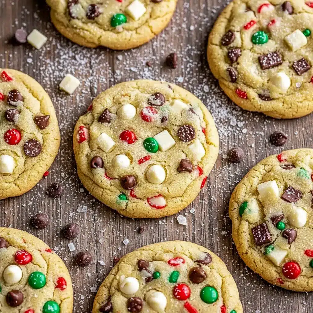 A cooling rack piled with Winter Wonderland Cookies Recipe cookies — the Best Cookies To Make With Kids, perfect for an Everything Christmas Cookies cookie box, Homemade Heaven Winter Wonderland Chocolate Chip Cookies.
