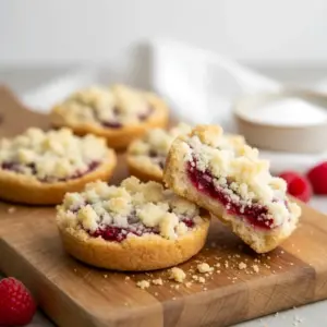 Photo of jam-topped Keto Cookies with a golden crumb (mini Raspberry Crumble), styled alongside jars of Sugar Free Cranberry Sauce and regular Cranberry Sauce; presented as Low Carb Treats and Guilt Free Snacks, great for Healthy Dessert Options, easily served as Keto Biscuits, and promoted as a way to Reduce Food Waste.
