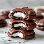 Chocolate Covered Marshmallow Cookie Recipe — close-up of fudgy cookies with pillowy marshmallow centers and a shiny chocolate drizzle. A festive pick for Christmas Candy And Cookie Recipes, these Christmas Cookies Marshmallow doubles as cozy Marshmallow Christmas Cookies and classic Christmas Cookies With Marshmallows. They read like Chocolate Fudge Marshmallow Cookies with an elegant Gourmet Christmas Cookies look — perfect Chocolate Marshmallow Christmas Cookies and dreamy Chocolate Cookies With Marshmallows.