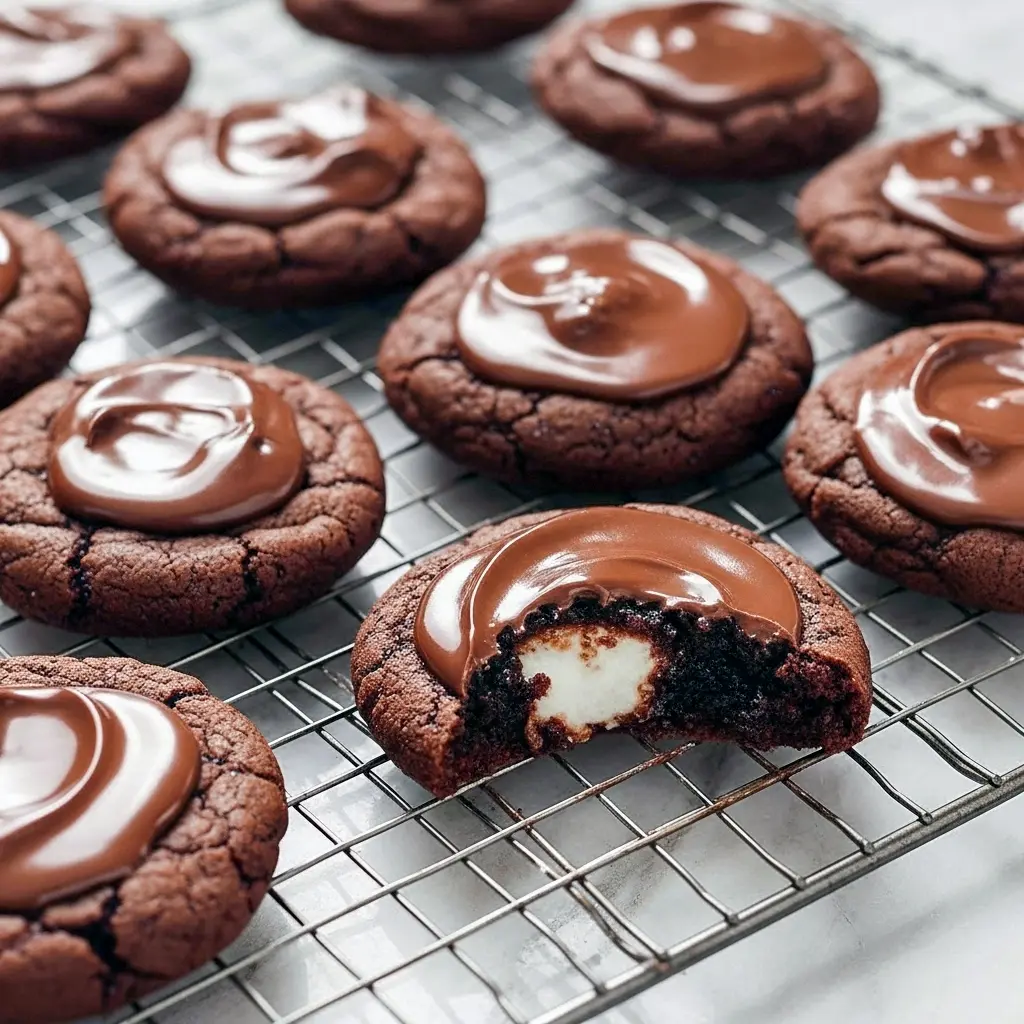 Chocolate Covered Marshmallow Cookie Recipe — close-up of fudgy cookies with pillowy marshmallow centers and a shiny chocolate drizzle. A festive pick for Christmas Candy And Cookie Recipes, these Christmas Cookies Marshmallow doubles as cozy Marshmallow Christmas Cookies and classic Christmas Cookies With Marshmallows. They read like Chocolate Fudge Marshmallow Cookies with an elegant Gourmet Christmas Cookies look — perfect Chocolate Marshmallow Christmas Cookies and dreamy Chocolate Cookies With Marshmallows.