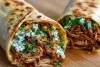 Juicy Chicken Shawarma sliced thin, piled into a pita with tomatoes, cucumbers, and a drizzle of garlic sauce.