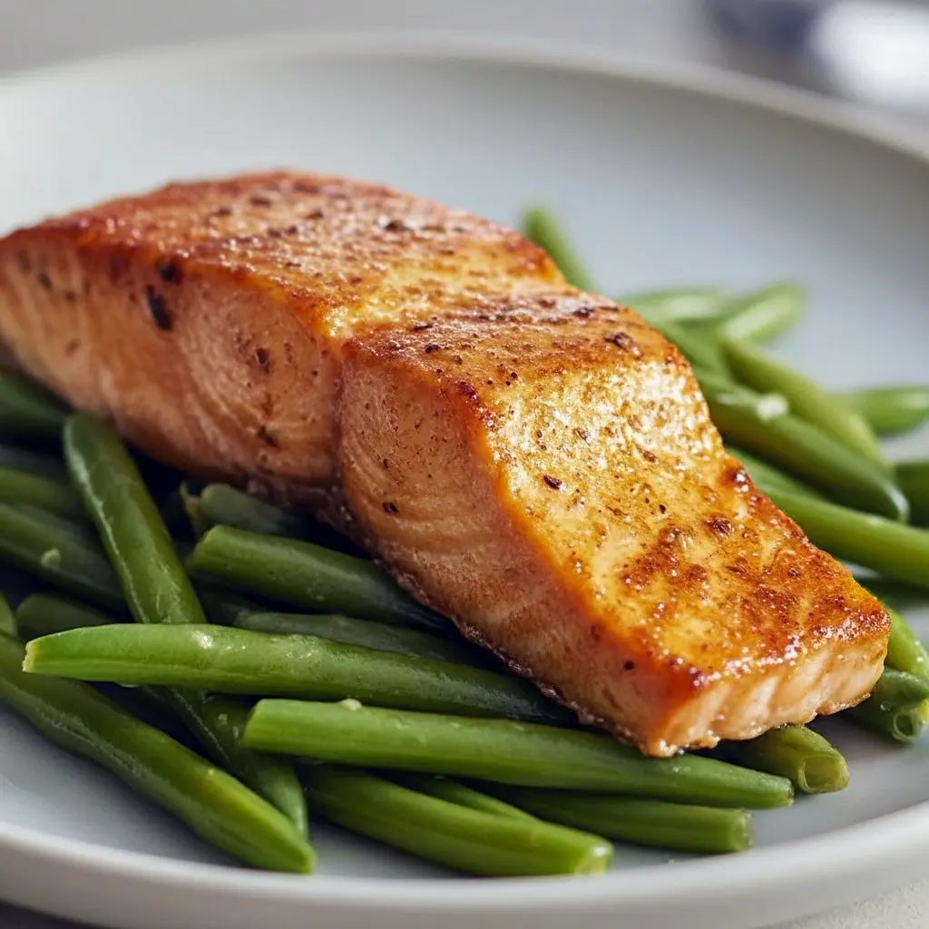 Close-up of Grilled Salmon fillet with glossy soy-brown sugar glaze, char marks, lemon wedge, and parsley — highlighting the Salmon Soy Sauce caramelization.