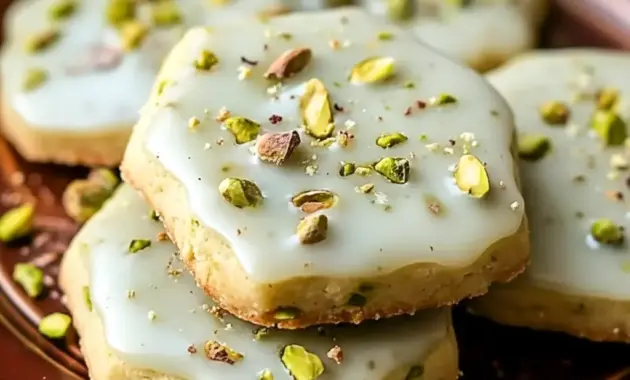Pistachio Shortbread Cookies — golden, buttery rounds studded with chopped pistachios, dusted with powdered sugar; a beautiful tray-ready Shortbread Biscuits shot.