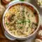 Bowl of steaming Cottage Cheese Mushroom Soup garnished with parsley and cracked pepper — a wholesome Healthy Mushroom Soup perfect for cozy meals.