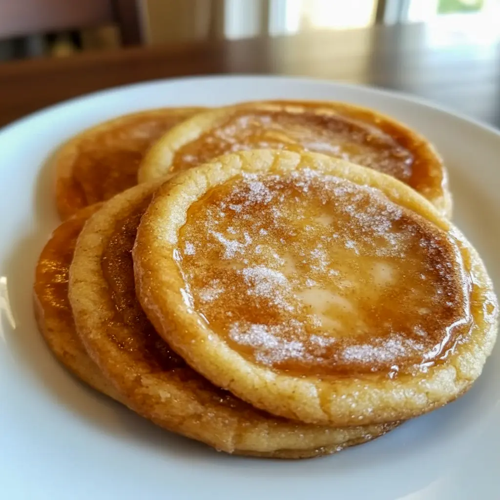 Creme Brule Cookies on a platter, caramelized golden tops cracked to reveal a tender, creamy center, styled with a sprinkle of coarse sugar.