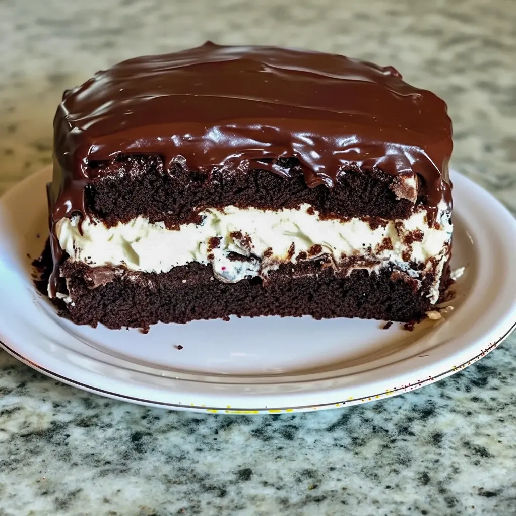 Sliced Ding Dong Cake showing moist chocolate layers and a fluffy cream filling — a classic Cakes With Filling look.