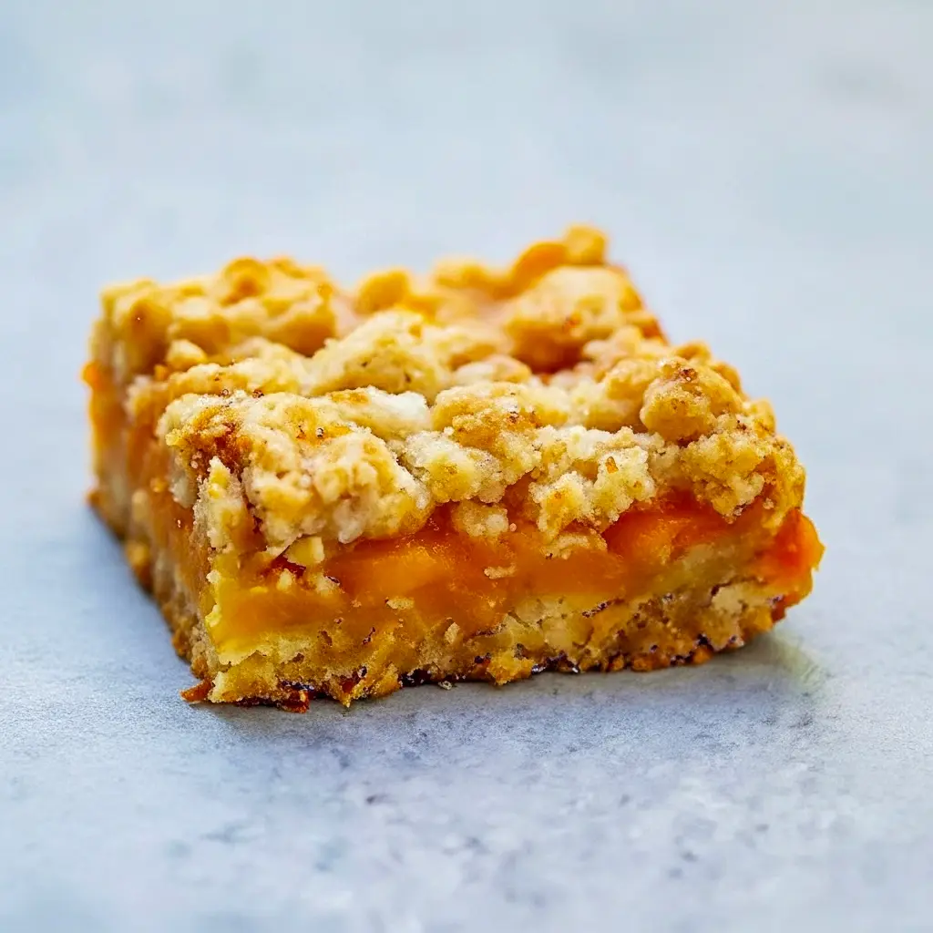 Mango Oatmeal Bars — golden oat crumble bars with bright mango filling stacked on a wire rack, ready to serve.