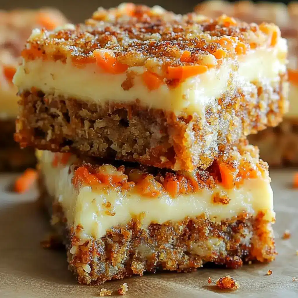 A tray of Peanut Butter Blondies styled as Carrot Cake Bars With Cream Cheese, with a soft swirl and Easter-inspired presentation.