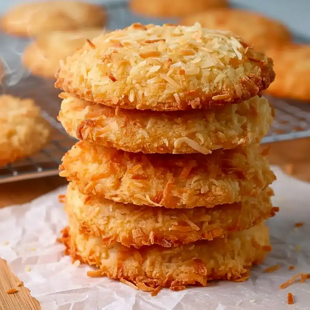 Chewy Coconut Cookies on a parchment-lined tray with Recipes With Sweetened Coconut styling, golden edges, and a soft coconut texture.
