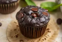 Chocolate Spinach Muffins arranged on a plate, rich and moist with a soft chocolate crumb and a hidden veggie twist.