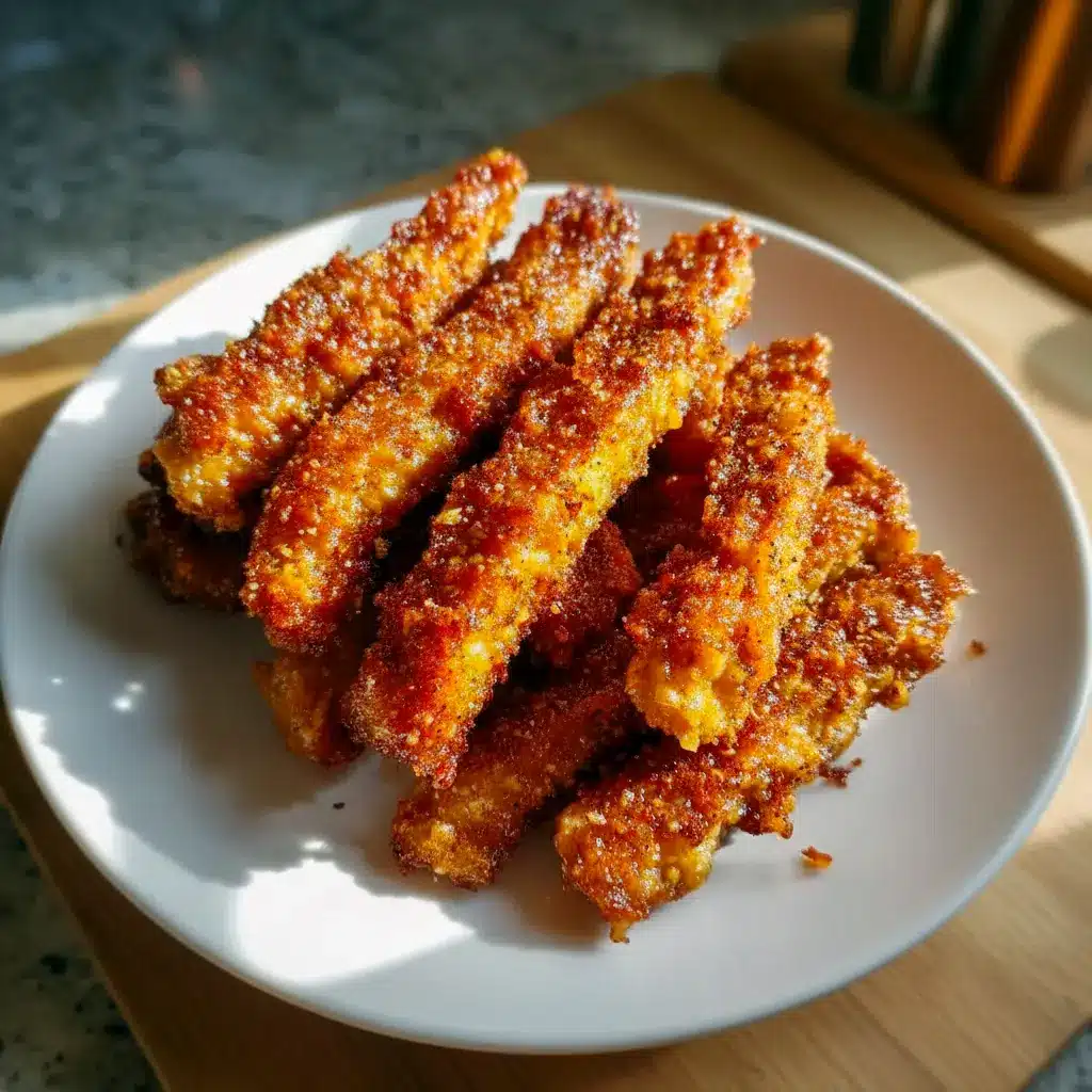 Golden-baked Honey Mustard Tofu Tenders arranged on a platter, an easy Tofu Side Dish with bold flavor and crunchy texture.
