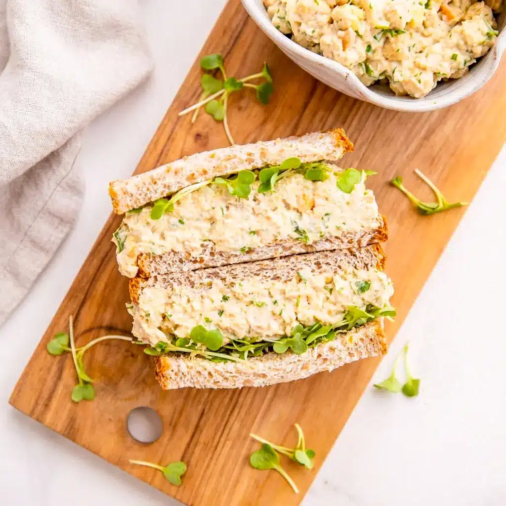 Chickpea Salad Sandwich styled as a Chickpea Recipes Sandwich with a hearty, creamy filling served between toasted bread slices.