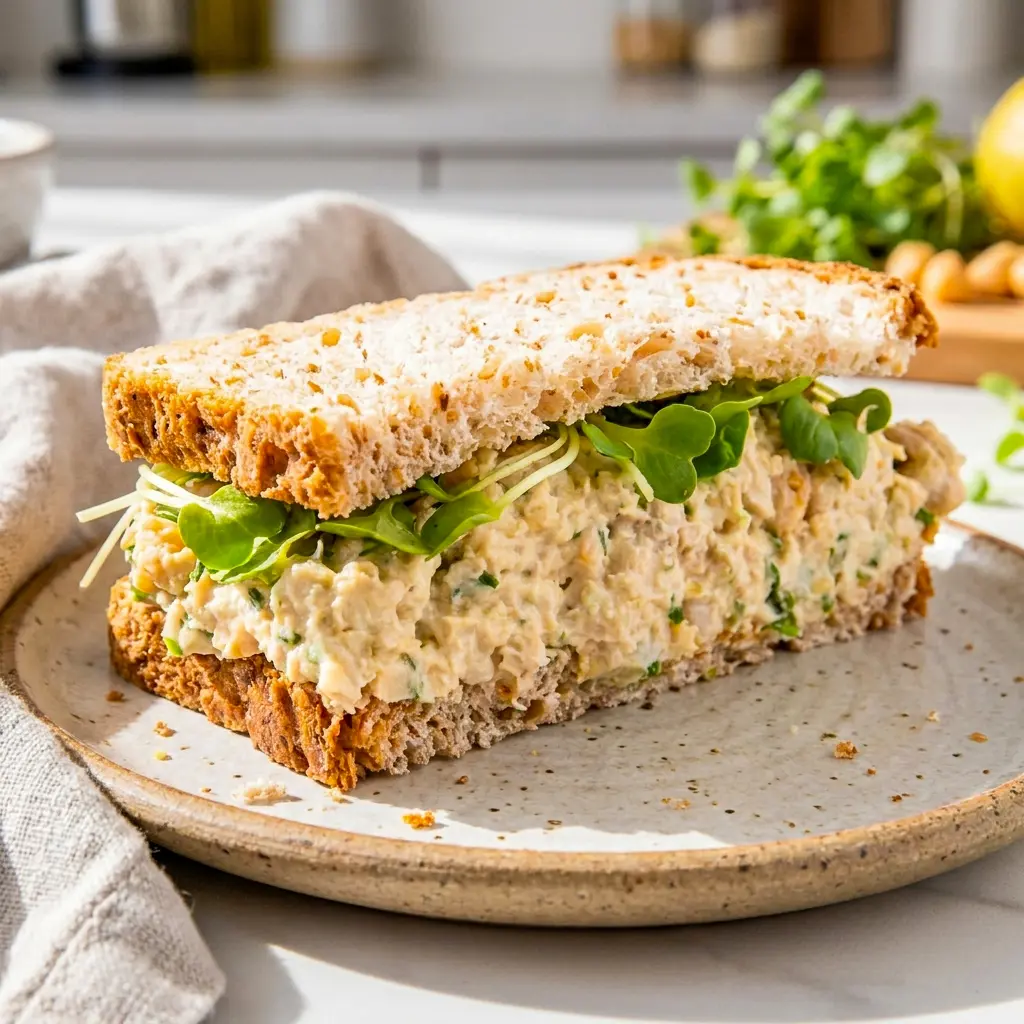 Chickpea Salad Sandwich is a perfect Chickpea Sandwich Lunch Idea for meal prep with crunchy vegetables and a smooth, savory texture.