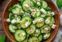Cucumber Feta Salad served in a bright bowl, a Fresh Cucumber Feta Salad perfect for summer lunches.