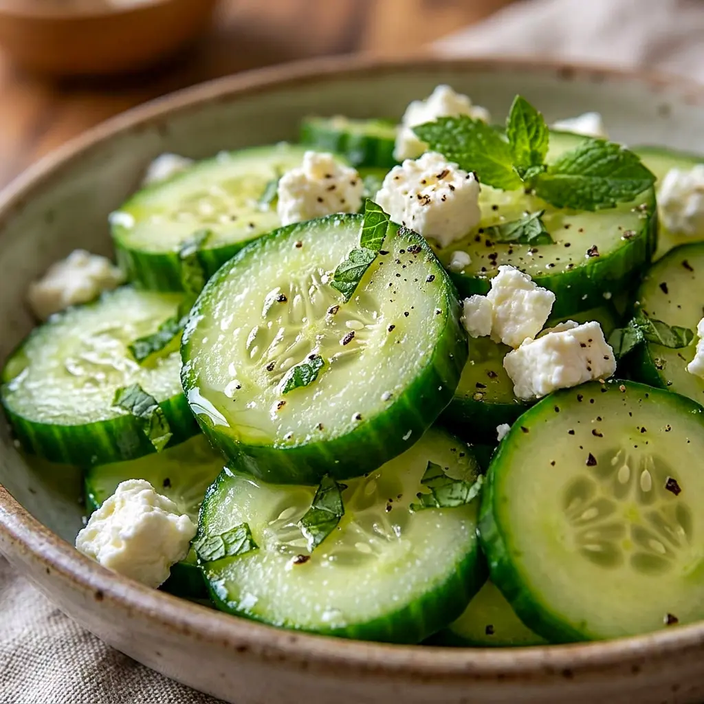 Cucumber Feta Salad on a serving platter, a simple Cucumber Salad With Feta Recipe that feels fresh and light.