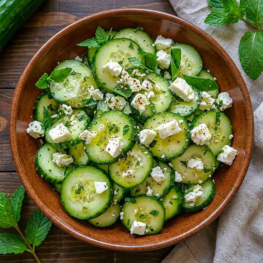 Cucumber Feta Salad served in a bright bowl, a Fresh Cucumber Feta Salad perfect for summer lunches.