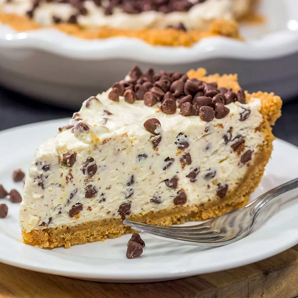 Elegant Chocolate Chip Cannoli Pie sliced neatly on a plate, a standout choice among Best Pies for dessert lovers.