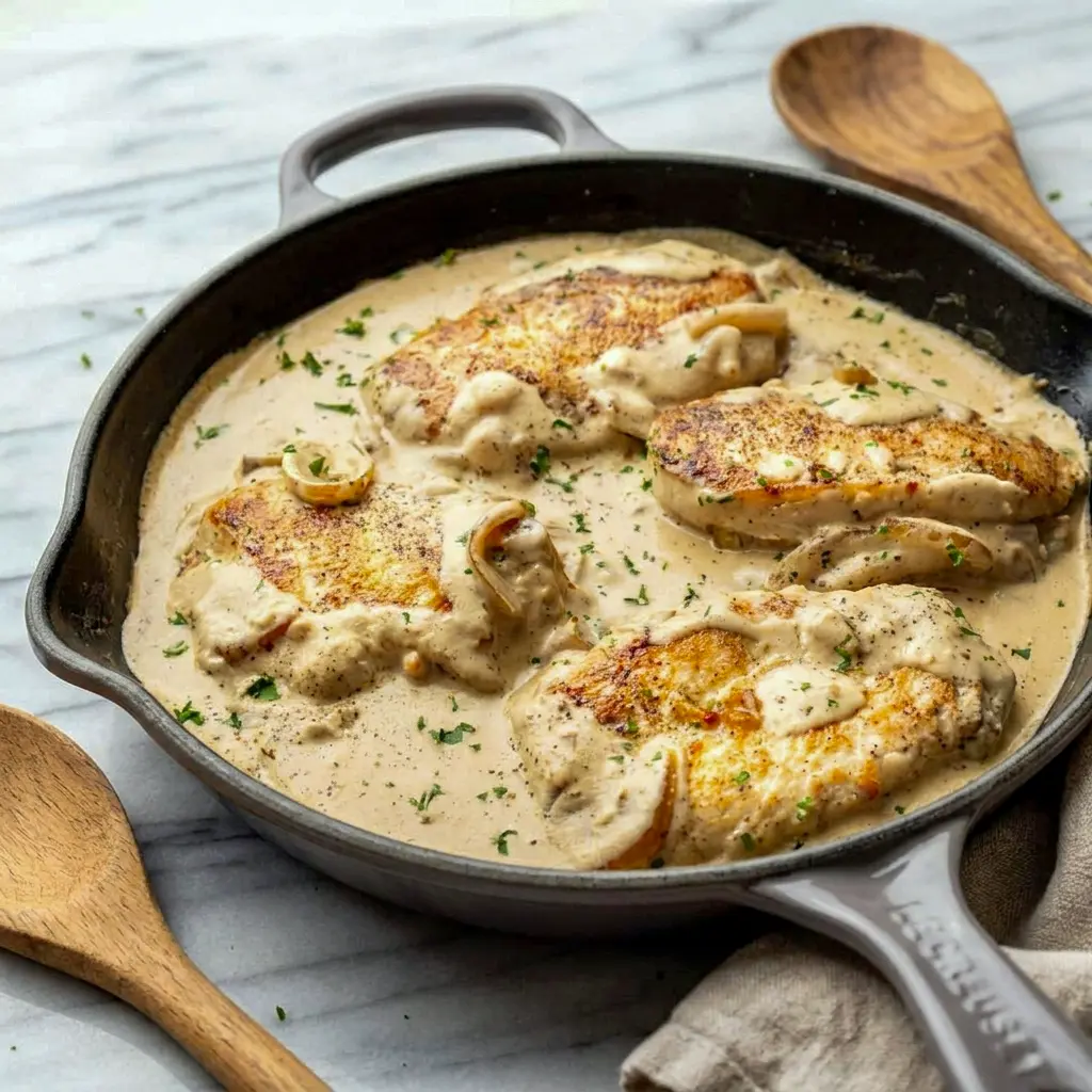 Sour Cream and Onion Chicken topped with fresh parsley, perfect for Chicken Entrees that feel rich and satisfying.