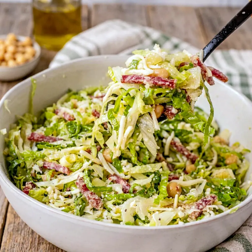 Famous La Scala Chopped Salad with crunchy lettuce and creamy cheese, a fresh Healthy Dinner that looks restaurant-worthy.