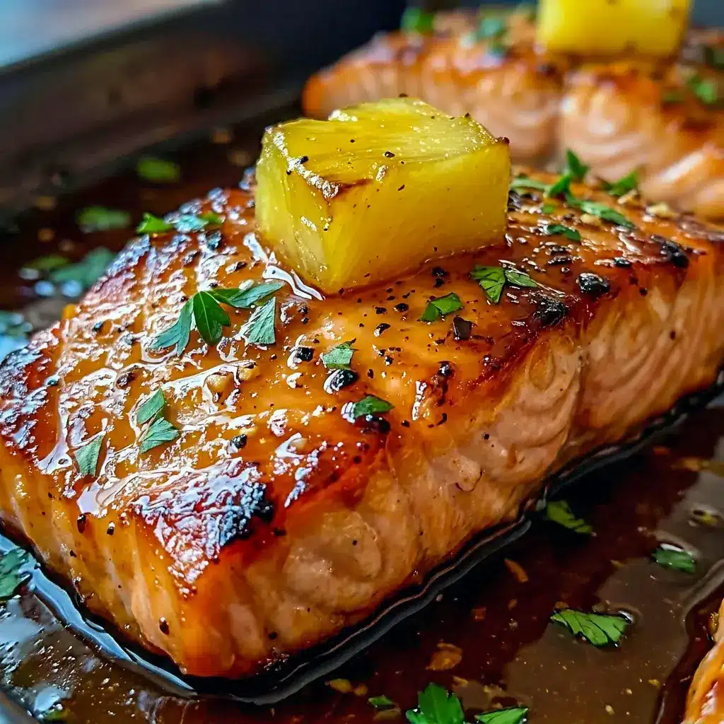 Honey Pineapple Glazed Salmon with a glossy tropical sauce for easy Honey Pineapple Salmon Recipes.