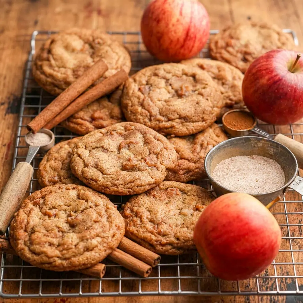 Fresh Apple Snickerdoodles stacked on a plate, cozy Fall Baking inspiration for autumn dessert lovers.