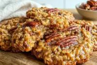 Pecan Pie Oatmeal Cookies on a holiday plate, styled as Soft And Chewy Cookie Recipes with a warm bakery finish.
