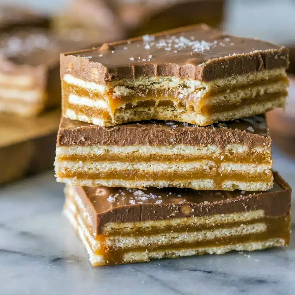 Salt River Bars served in neat squares for a gooey Salt River Bar Cookies treat with sweet and salty layers.