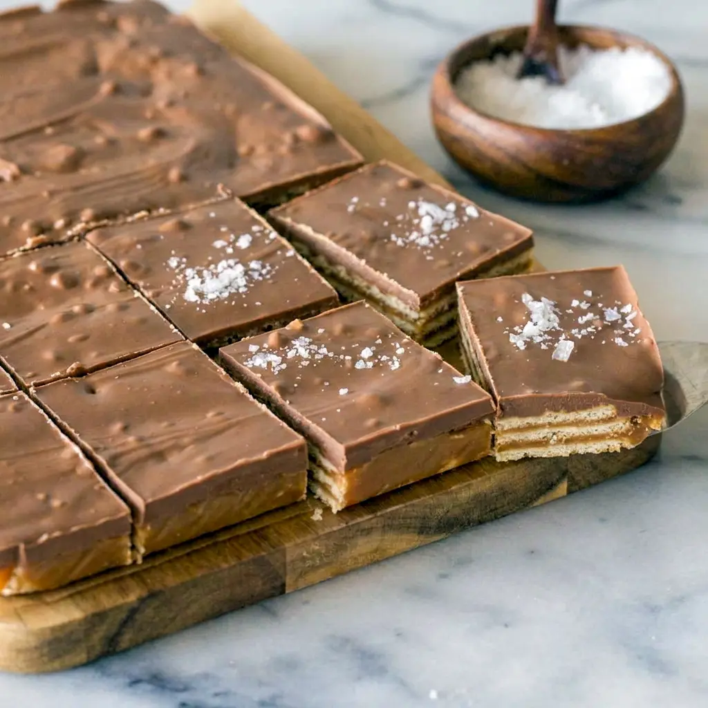 Salt River Bars with crisp cracker layers and glossy topping in a simple Salteen Cracker Dessert style.