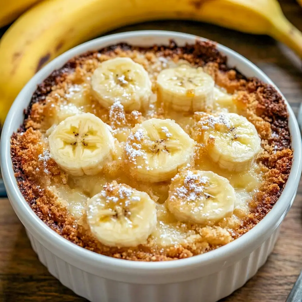 A warm pan of Southern Banana Cobbler served bubbling and golden, styled as a cozy Banana Cobbler Recipe for family dessert night.