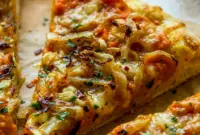 5 Ingredient Pumpkin Gouda Pizza with Easy Fall Pizza Recipes vibes, topped with caramelized onions and melty cheese for a cozy autumn dinner.