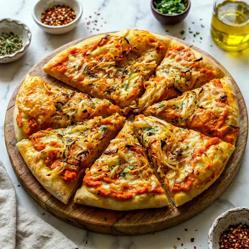 5 Ingredient Pumpkin Gouda Pizza made for Healthy Pumpkin Recipes Dinner, with a savory pumpkin base and a fresh parsley finish.