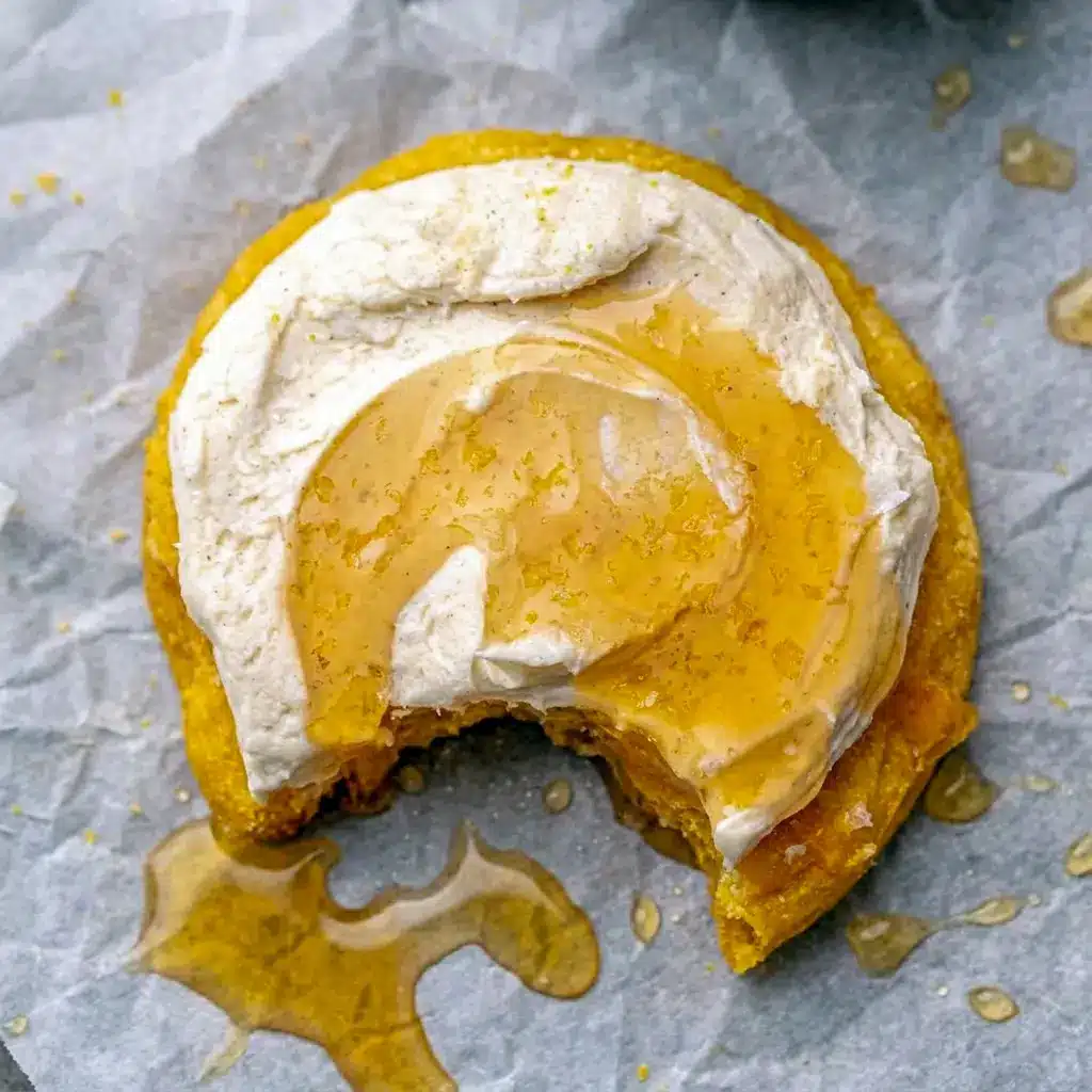 A cozy tray of Cornbread Cookies topped with honey frosting, perfect for To Go Dessert Ideas and fall gatherings.