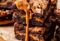 Biscoff Brownies with a gooey center and rich chocolate layers for an easy Biscoff Brownie Recipe.