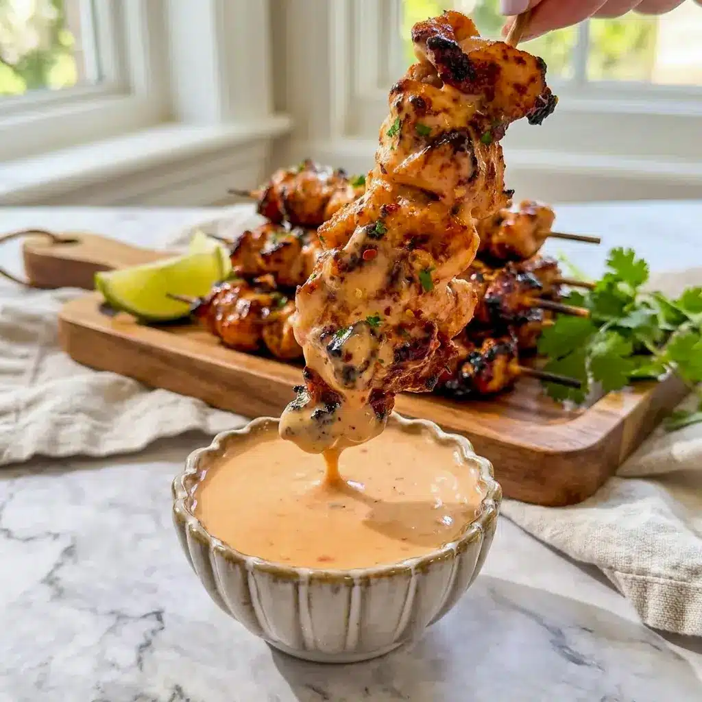 Bang Bang Chicken Skewers with a colorful side, a great fit for Dinner Recipes For A Hot Day and simple dinners.