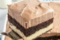 Italian Love Cake with a creamy ricotta layer and rich chocolate topping, styled as a delicious Sicilian Love Cake Recipe for a festive dessert board.