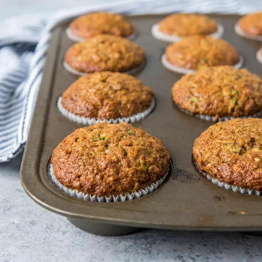 Morning Glory Muffins stacked for a grab-and-go tray, one of the best Healthy Muffin Tin Recipes.