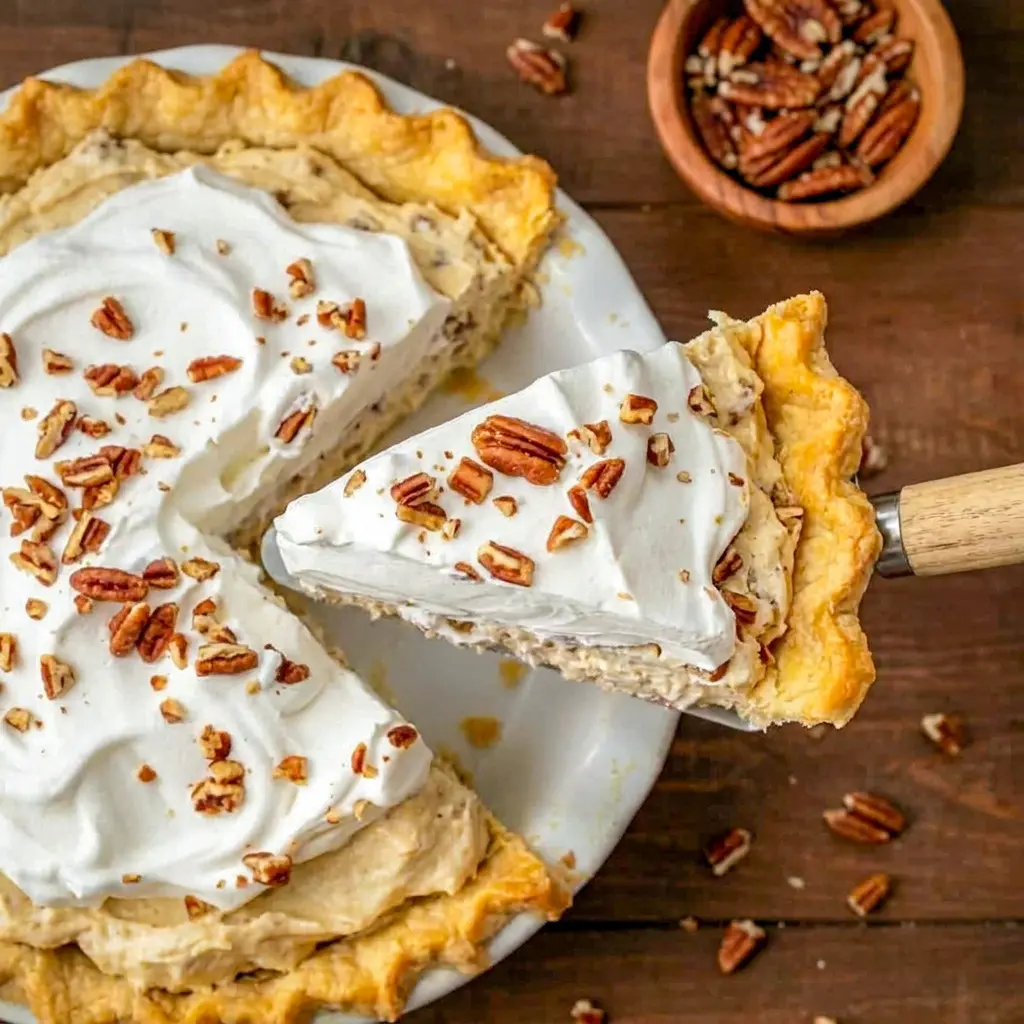 A creamy dessert table featuring Pecan Cream Pie, perfect for What To Make With Pie Crust Ideas and easy entertaining.